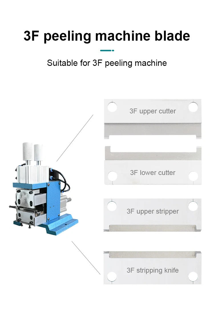 Wire stripper blade, vertical electric skinning blade, 3F core wire cutter blade, pneumatic skinning machine blade Lame de dénudeur de fil, lame de dépouillement électrique verticale, lame de coupe-fil à noyau 3F, lame de machine de dépouillement pneumatique