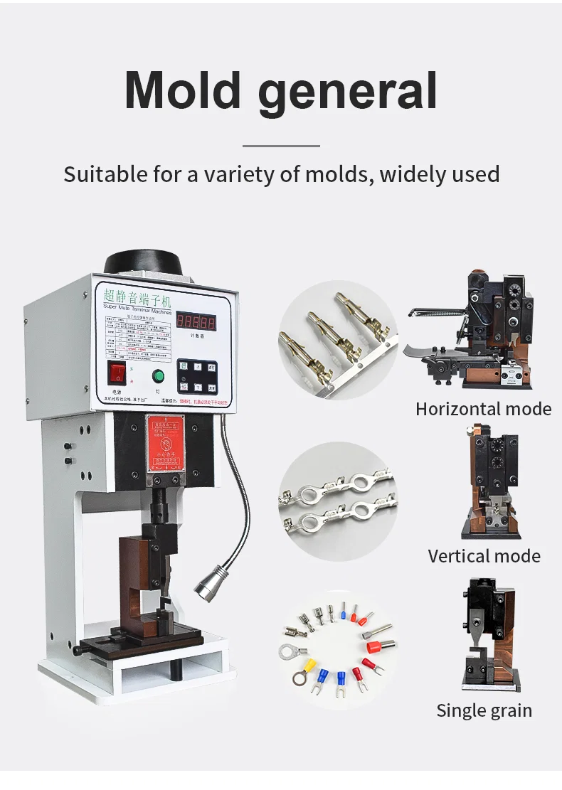 OTP terminal crimping molds, OTP horizontal mode, wire crimping machine applicator, die for terminal machine Moules de sertissage de terminal OTP, mode horizontal OTP, applicateur de machine à sertir de fil, matrice pour machine à terminal