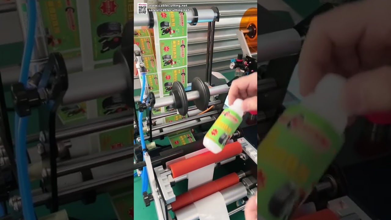 Machine d'étiquetage semi-automatique pour bouteilles rondes - Applicateur compact de stickers pour petits pots